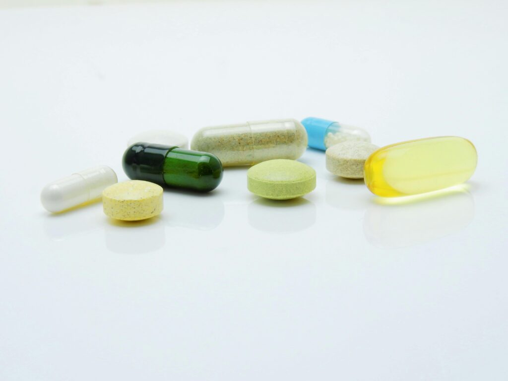 assortment of pills and vitamins