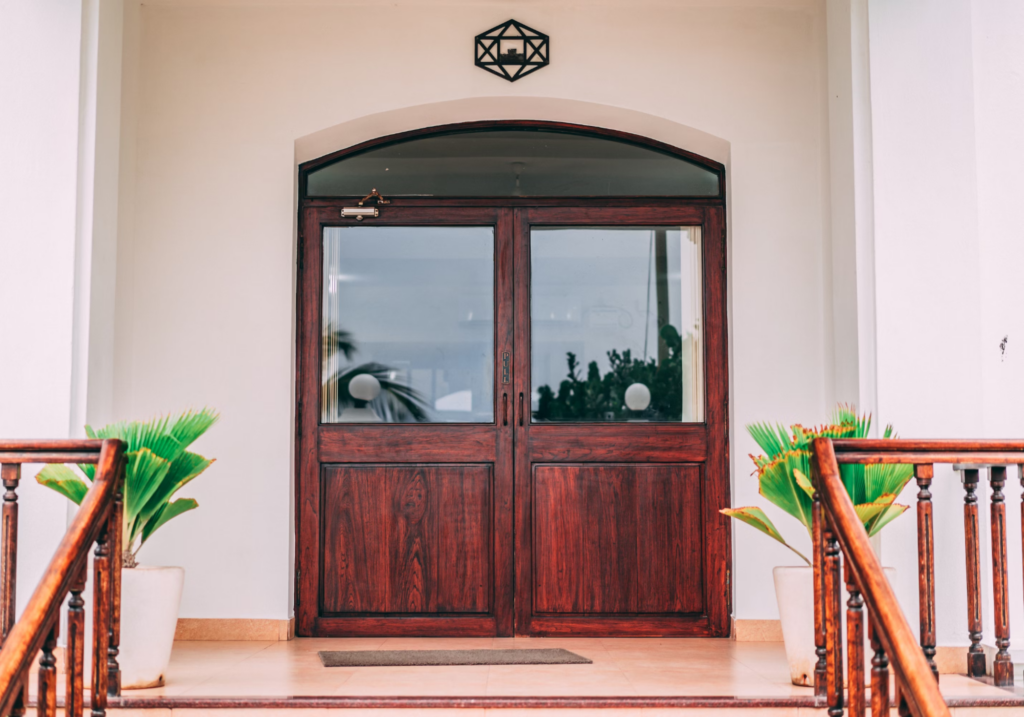 modern wood french door