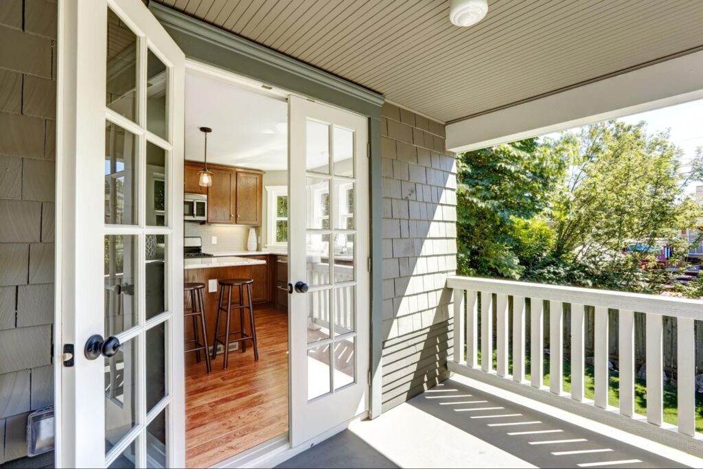 open white french door