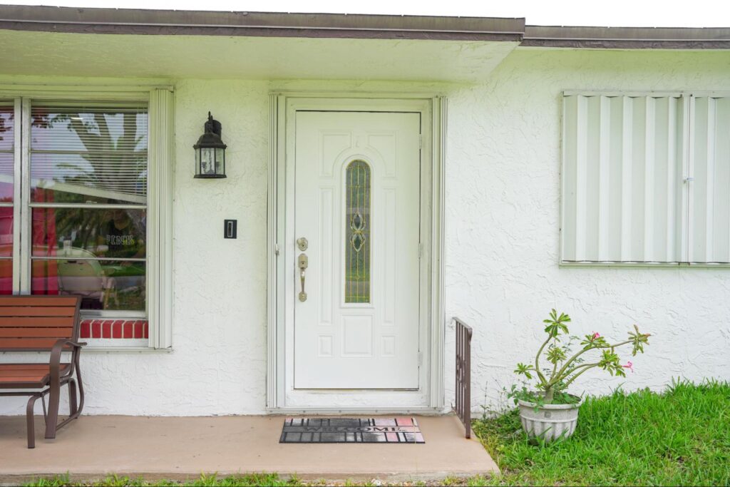 white front door